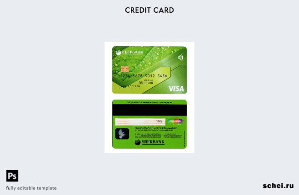 цифровая загрузка шаблона кредитной карты Visa Сбербанка России